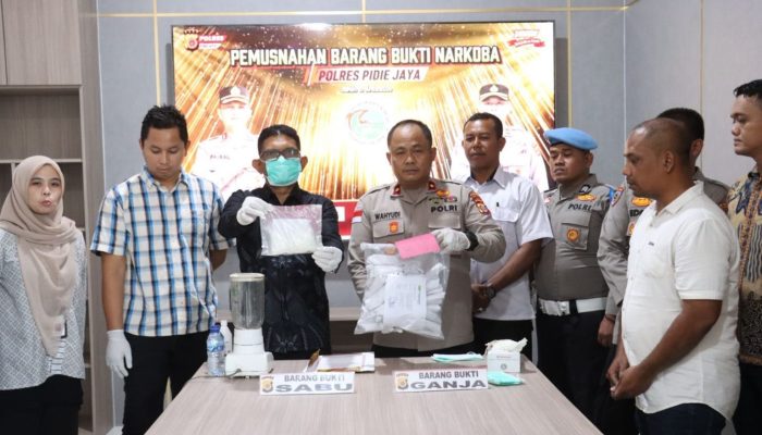 Polres Pidie Jaya Musnahkan Ratusan Gram Narkotika, Tegaskan Komitmen Perangi Peredaran Gelap